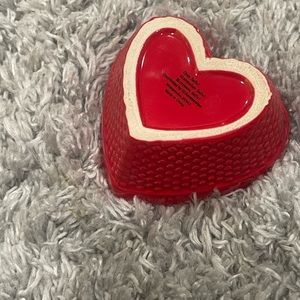 Vintage Red Heart Shaped Ceramic Ramekin Bowl